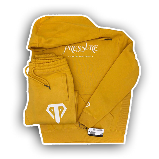 A Brand New League Sweatsuit in Mustard Yellow