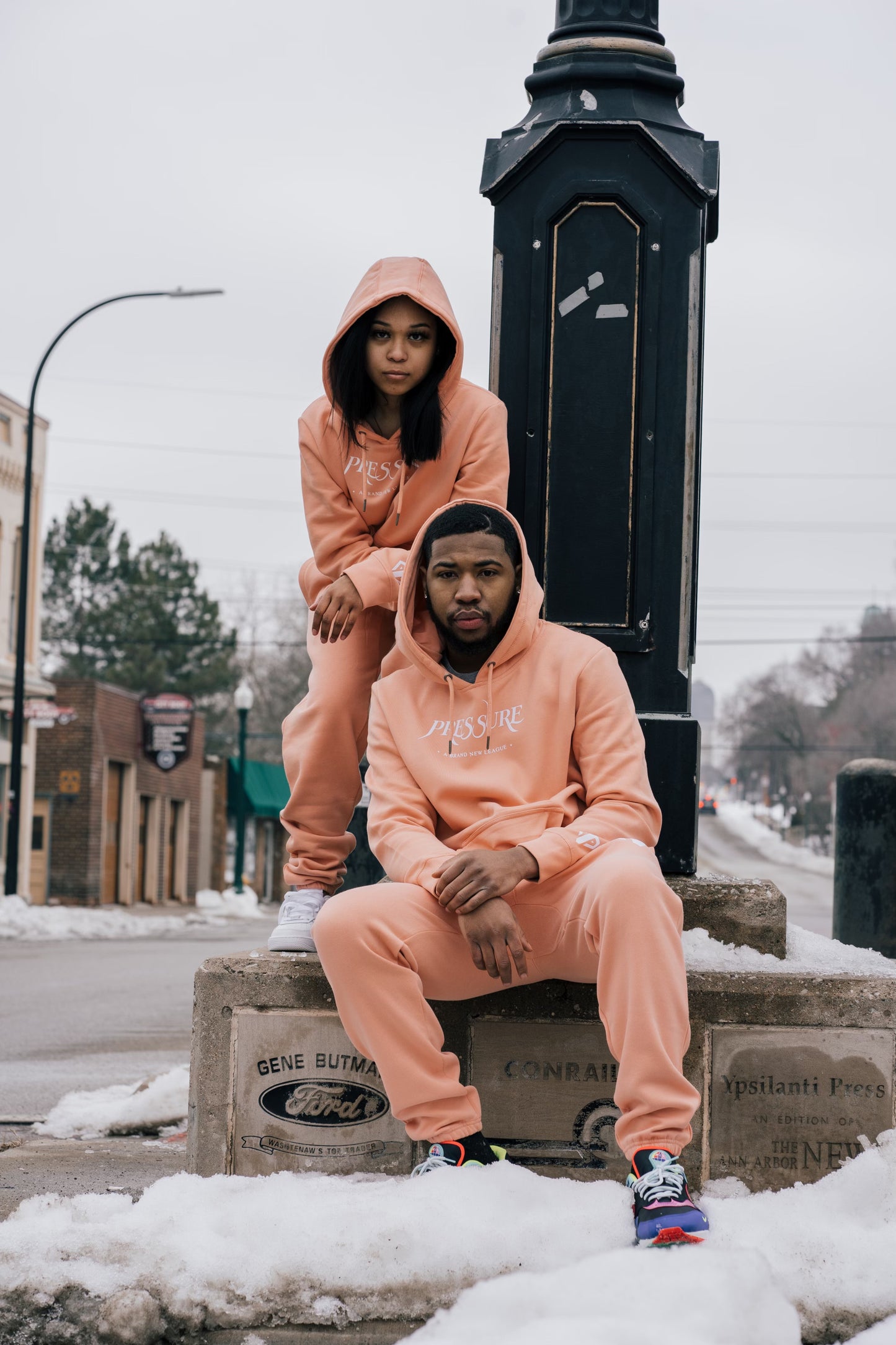 A Brand New League Sweatsuit in Salmon