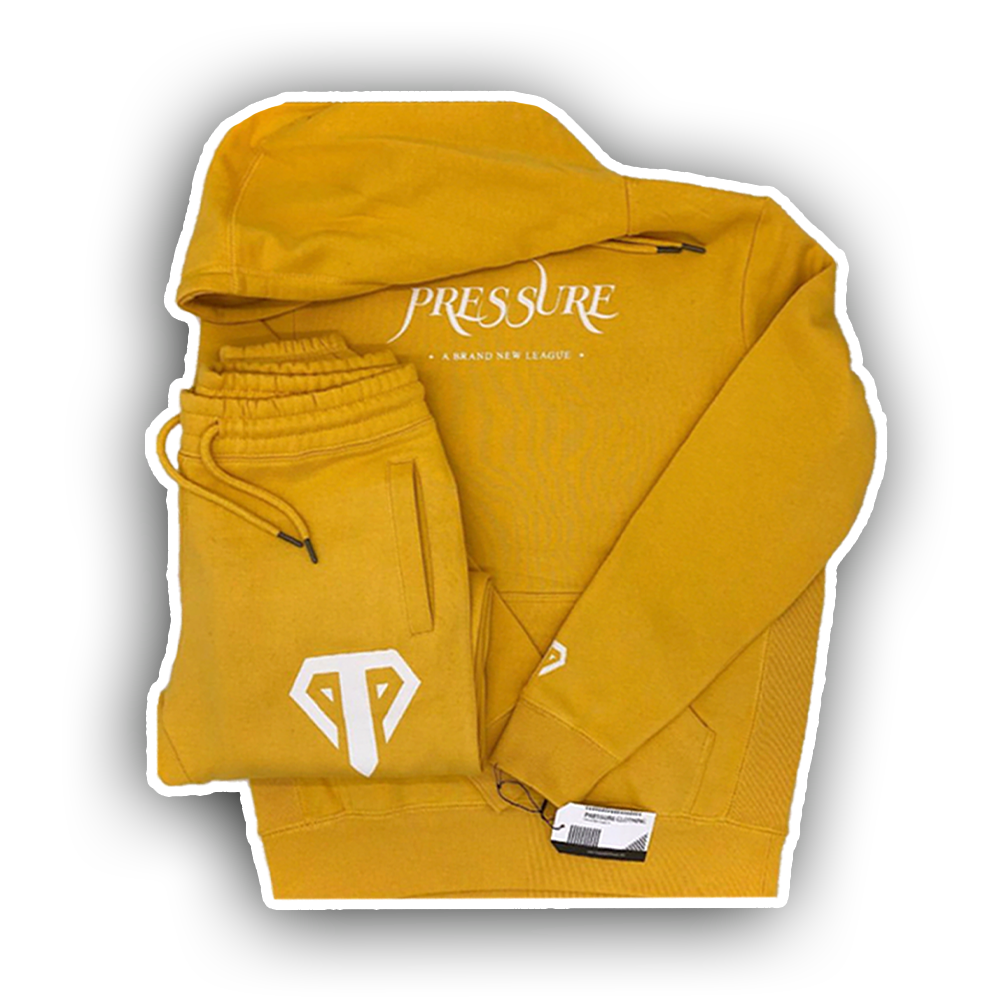 A Brand New League Sweatsuit in Mustard Yellow